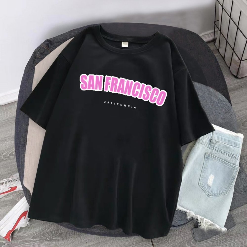 O-neck Hipster Women 90s Girls USA Letter Print t-shirt Sleeve Sexy